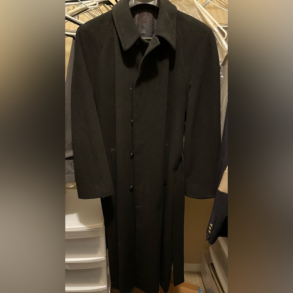 Ralph Lauren Black Wool Trench Coat 44 L